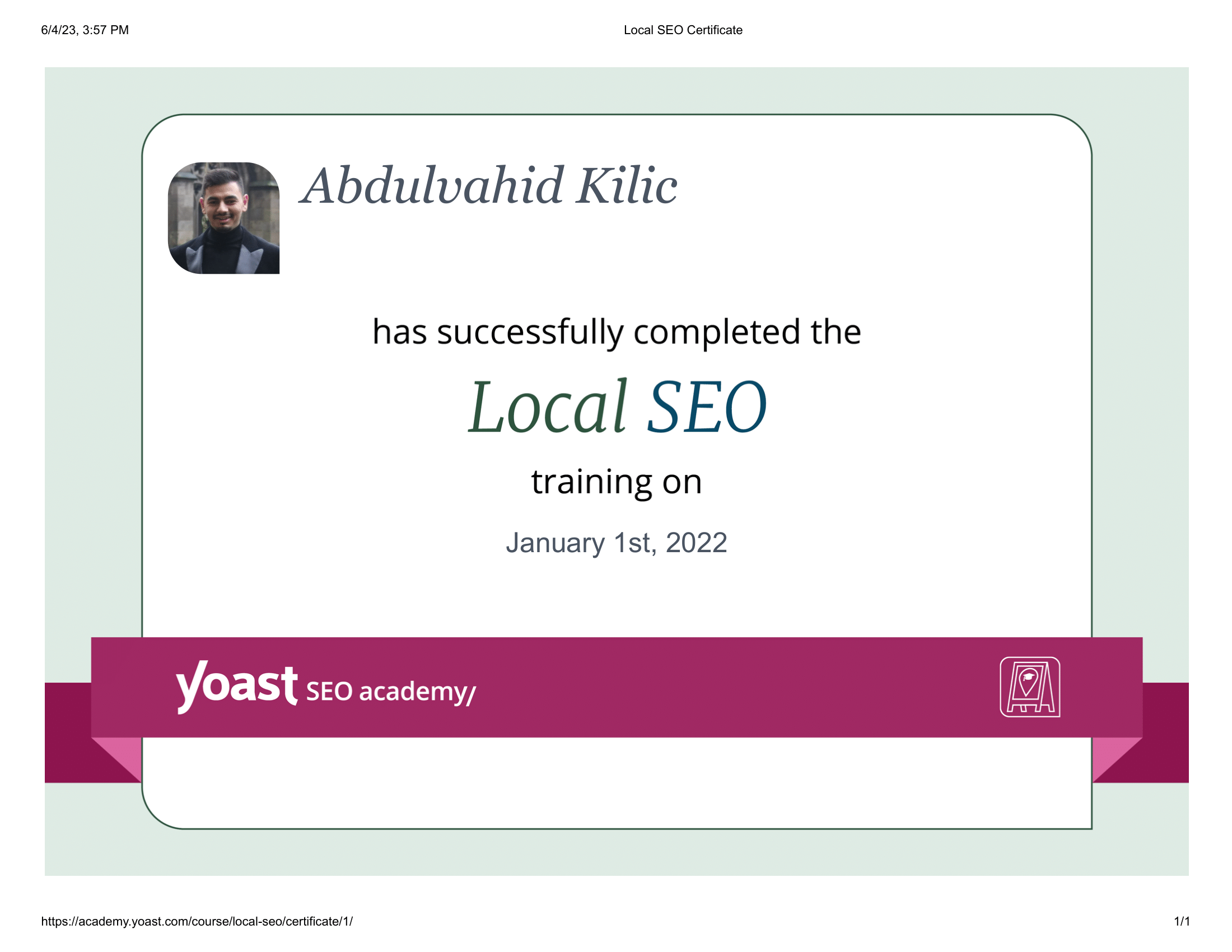 Certificaat Local SEO – Farselon.nl Certificaat Local SEO - Farselon.nl
