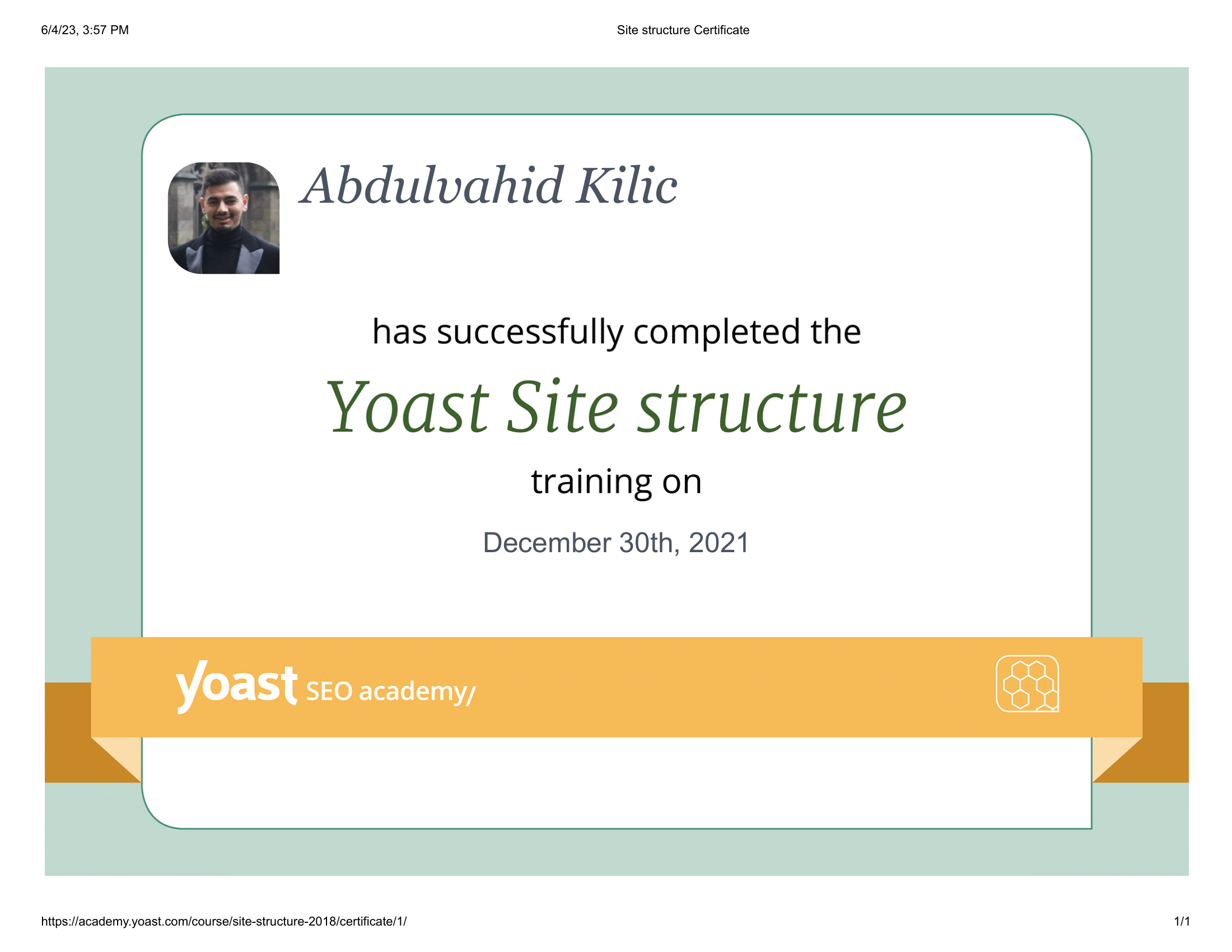 Certificaat Site structure – Farselon.nl Certificaat Site structure - Farselon.nl
